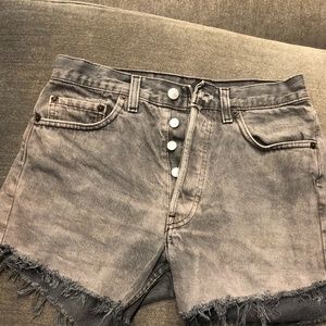 LEVI"S Vintage 501 grey cut off jean shorts